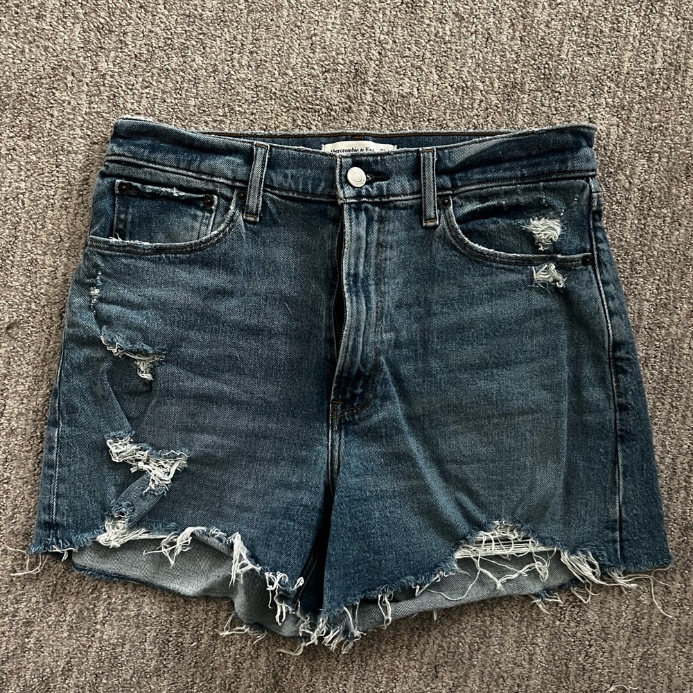 Abercrombie & Fitch Blue Jean Shorts Distressed Frayed Hem